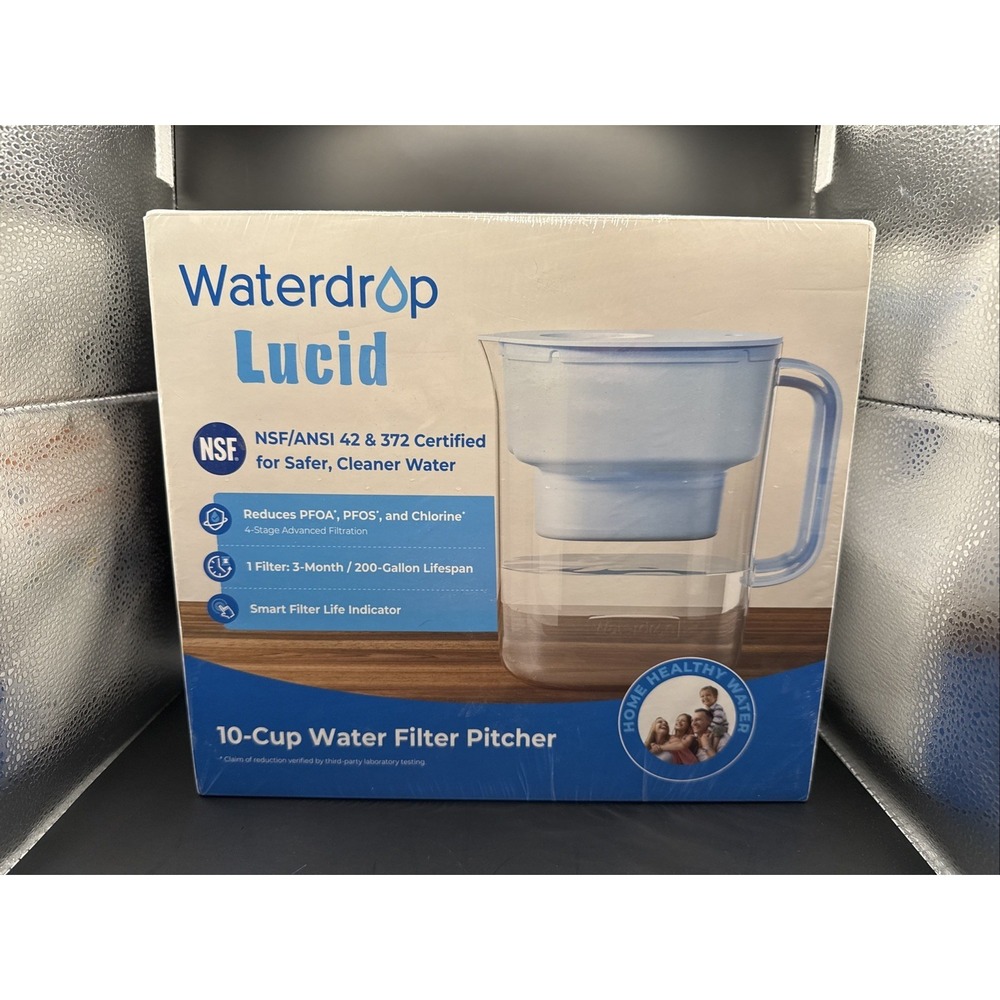 Waterdrop Water Filter Pitcher With‎ Filter, 200-gallon Long-life, 10-cup NEW